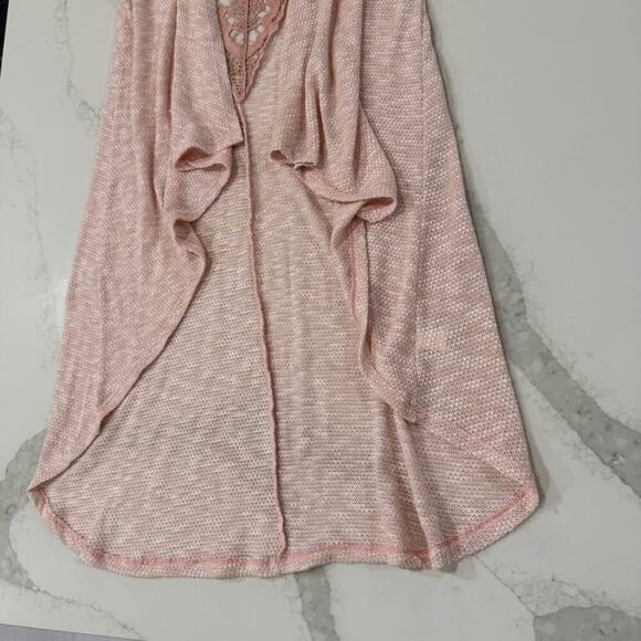 Living Doll Open Front Embroidered Sleeveless Duster Cardigan Womens Medium Pink - Picture 2 of 7